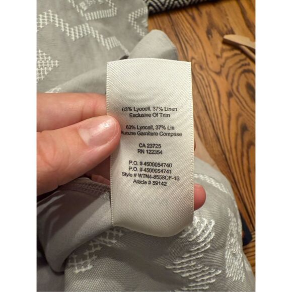 Wilfred Aritzia Gray Embroidered Aztec Dolman Sleeve Blondelle Shift Dress Small - Picture 6 of 6